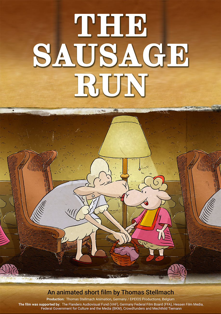 poster THE SAUSAGE RUN, an animated short film by Thomas Stellmach, copyright