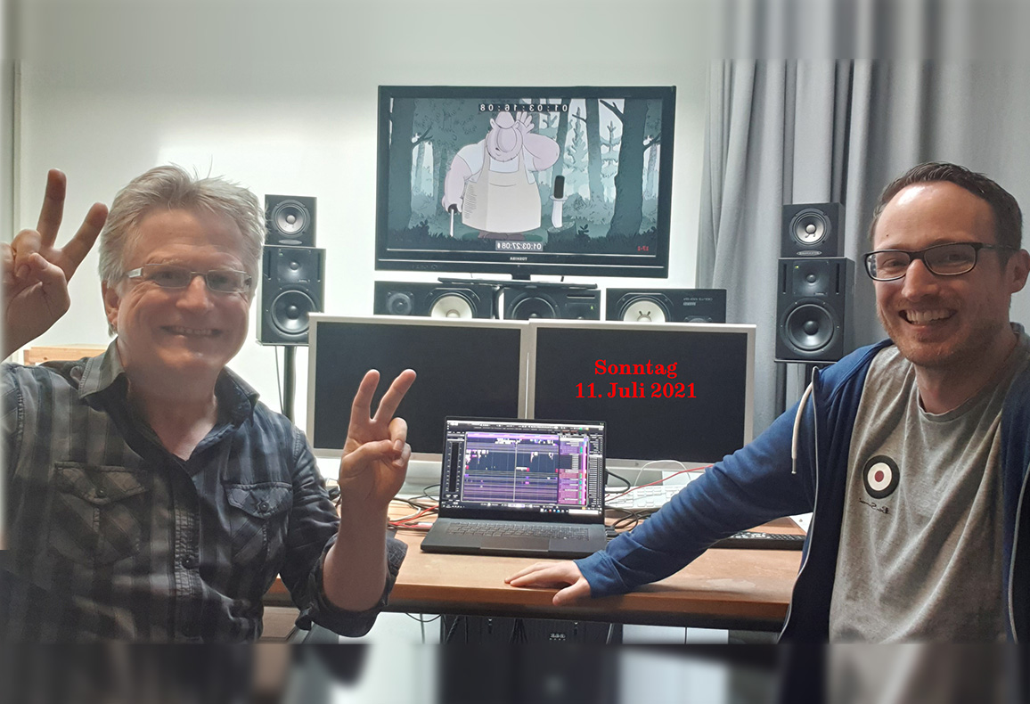 Thomas Stellmach, director and producer of THE SAUSAGE RUN with sound designer and mixer Christian Wittmoser