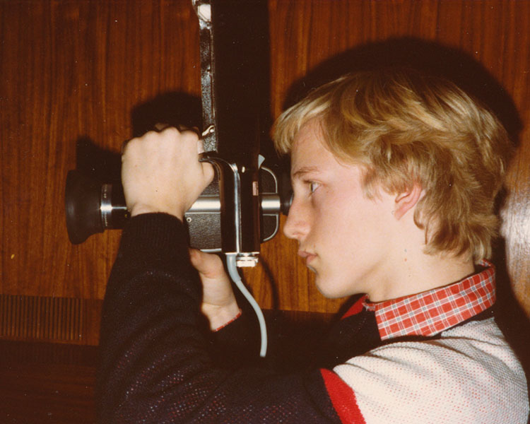 Thomas Stellmach tries a Super-8 film camera
